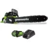 Scie à Chaîne électrique Sans Fil Greenworks De 14 Po, 40 Volts Max Au Lithium-ion (batterie Et Chargeur Inclus)