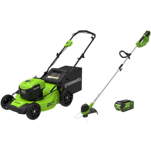 Ensemble De Tondeuse à Gazon De 20 Po Et Taille-bordure De 12 Po Greenworks De 40 V (batterie Et Chargeur Inclus), 4 Pièces 1 Ensemble De Tondeuse à Gazon De 20 Po Et Taille-bordure De 12 Po Greenworks De 40 V (batterie Et Chargeur Inclus), 4 Pièces
