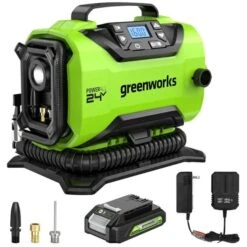 Greenworks Compresseur D'air Portatif Greeenworks Au Lithium-ion De 24 V Avec Batterie De 2 Ah