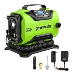 Compresseur à Air 24V Greenworks, Batterie Et Chargeur Non Inclus