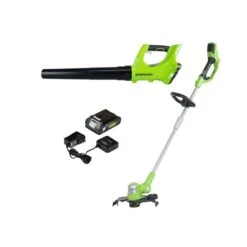 Ensemble Coupe-bordure Et Souffleur Greenworks 24V Batterie 2Ah + Chargeur Inclus